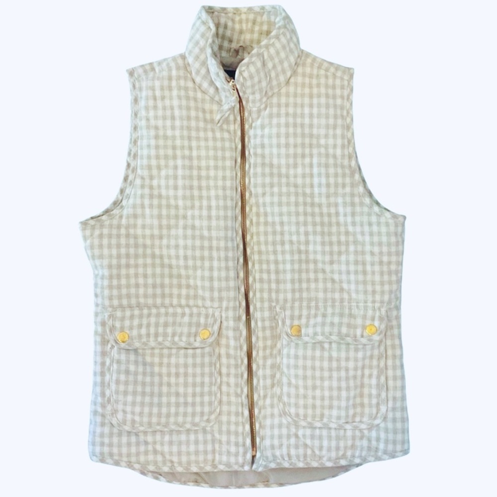 Blue Rain Quilted Gray Checkered Fall Zipper Vest Size Small